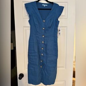 ANTONIO MELANI Teal Button-Front Midi Dress Size 8